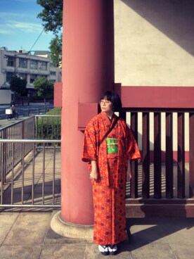 「着物」｜「アイテム（その他シューズ）」を使った、minamiemiさん（レディース・168cm）の冬コーディネート