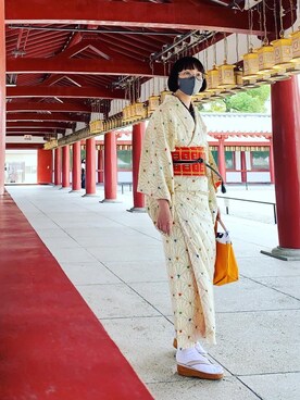 「着物」｜「アイテム（その他シューズ）」を使った、minamiemiさん（レディース・168cm）の春コーディネート