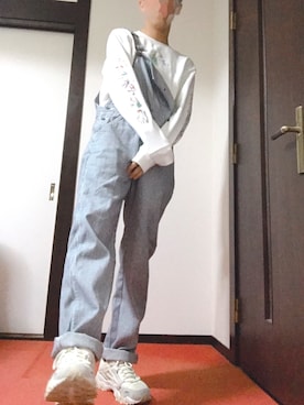 「低身長」｜「アイテム（サロペット/オーバーオール）」を使った、ASさん（メンズ・168cm）の秋コーディネート
