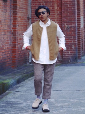 「uniform experiment」｜「アイテム（スラックス）」を使った、TAKAOさん（メンズ・167cm）の冬コーディネート