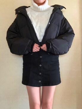 LOWRYS FARM ルミネエスト｜綾乃使用「PUNYUS（前ボタン台形スカート）」的時尚穿搭