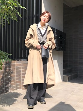 「moussy」｜「アイテム（トレンチコート）」を使った、綾乃さん（レディース・170cm）の春コーディネート