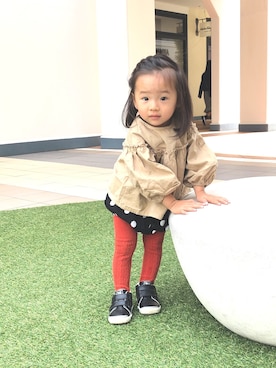 「アイテム（タイツ/ストッキング、オレンジ系）」を使った、oririiiiiさん（キッズ・80cm）の冬コーディネート