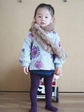 「HAKKA BABY（ハッカベビー）のアイテム（トップス）」を使った、oririiiiiさん（キッズ・80cm）の冬コーディネート