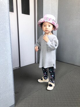 「KP（ケーピー）のアイテム（帽子）」を使った、oririiiiiさん（キッズ・80cm）の春コーディネート