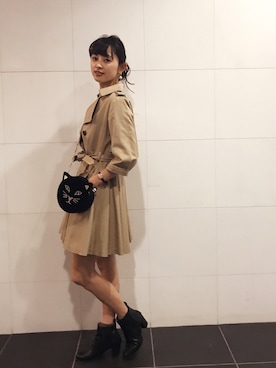 「シック」｜「アイテム（トレンチコート）」を使った、Hinaさん（レディース・156cm）の秋コーディネート