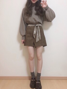 「AS KNOW AS PINKY（アズノゥアズピンキー）のアイテム（ローファー）」を使った、yuririn*さん（レディース・156cm）の秋コーディネート