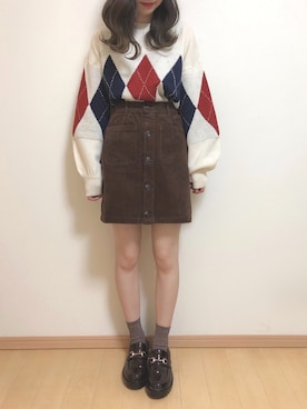 「AS KNOW AS PINKY（アズノゥアズピンキー）のアイテム（ローファー）」を使った、yuririn*さん（レディース・156cm）の秋コーディネート
