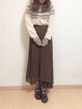「AS KNOW AS PINKY（アズノゥアズピンキー）のアイテム（ローファー）」を使った、yuririn*さん（レディース・156cm）の冬コーディネート