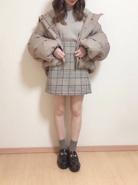 「ラメニット」｜「アイテム（ブルゾン）」を使った、yuririn*さん（レディース・156cm）の冬コーディネート