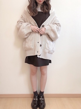 「AS KNOW AS PINKY（アズノゥアズピンキー）のアイテム（ローファー）」を使った、yuririn*さん（レディース・156cm）の冬コーディネート