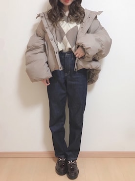 「AS KNOW AS PINKY（アズノゥアズピンキー）のアイテム（ローファー）」を使った、yuririn*さん（レディース・156cm）の冬コーディネート