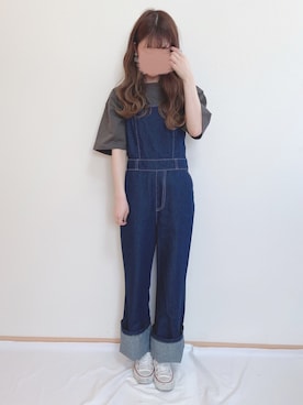 「one after another NICE CLAUP（ワンアフターアナザーナイスクラップ）のアイテム（オールインワン・サロペット）」を使った、yuririn*さん（レディース・156cm）の春コーディネート