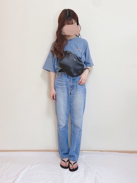 「ブルー×ブラック」｜「アイテム（ビーチサンダル）」を使った、yuririn*さん（レディース・156cm）の夏コーディネート