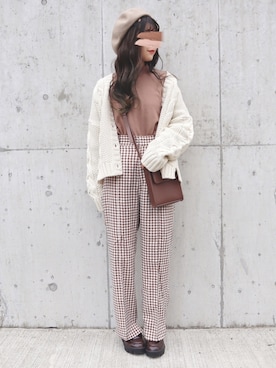 「秋のカフェオレコーデ」｜「アイテム（ハンチング/ベレー帽）」を使った、yuririn*さん（レディース・156cm）の秋コーディネート