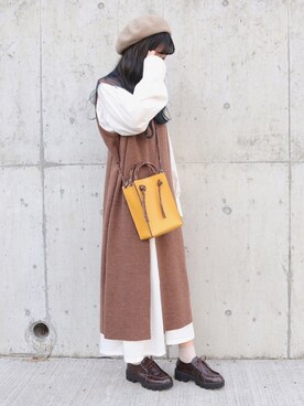 「秋のカフェオレコーデ」｜「アイテム（ハンチング/ベレー帽）」を使った、yuririn*さん（レディース・156cm）の秋コーディネート