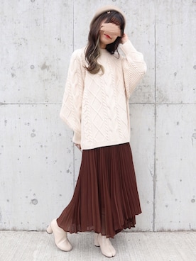 「秋のカフェオレコーデ」｜「アイテム（ハンチング/ベレー帽）」を使った、yuririn*さん（レディース・156cm）の秋コーディネート
