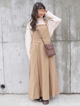「sakishimatokyo（サキシマトーキョー）のアイテム（ジャンパースカート）」を使った、yuririn*さん（レディース・156cm）の秋コーディネート