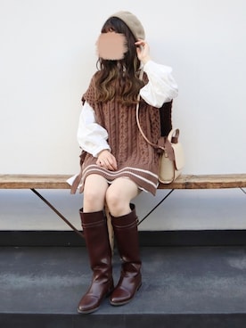「秋のカフェオレコーデ」｜「アイテム（ハンチング/ベレー帽）」を使った、yuririn*さん（レディース・156cm）の秋コーディネート