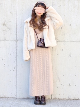 「one after another NICE CLAUP（ワンアフターアナザーナイスクラップ）のアイテム（カチューシャ、ブラウン系）」を使った、yuririn*さん（レディース・156cm）の秋コーディネート