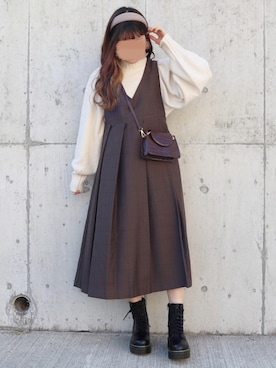「one after another NICE CLAUP（ワンアフターアナザーナイスクラップ）のアイテム（カチューシャ、ブラウン系）」を使った、yuririn*さん（レディース・156cm）の秋コーディネート
