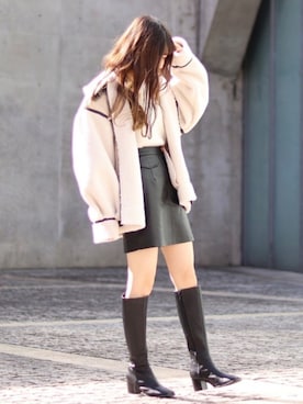 「moment+（モーメントプラス）のアイテム（ムートンコート）」を使った、yuririn*さん（レディース・156cm）の秋コーディネート