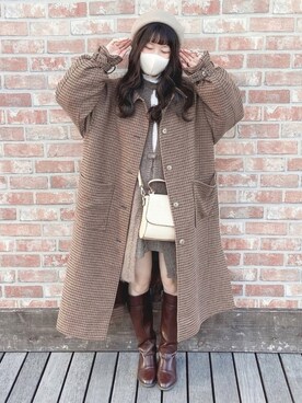「ehka sopo（エヘカソポ）のアイテム（ステンカラーコート）」を使った、yuririn*さん（レディース・156cm）の冬コーディネート