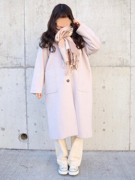 「白デニム」｜「アイテム（その他アウター）」を使った、yuririn*さん（レディース・156cm）の冬コーディネート