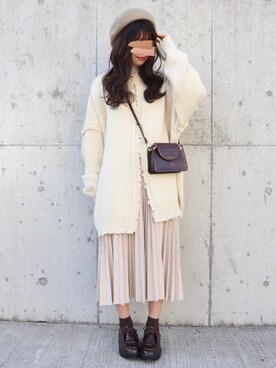 「消えそうな色コーデ」｜「アイテム（ハンチング/ベレー帽）」を使った、yuririn*さん（レディース・156cm）の冬コーディネート