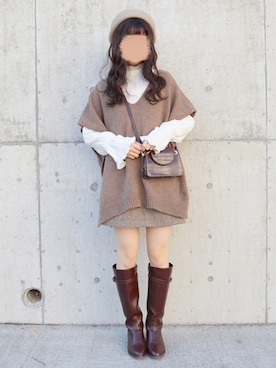 「DHOLIC STYLE（ディーホリックスタイル）のアイテム（ベスト）」を使った、yuririn*さん（レディース・156cm）の冬コーディネート