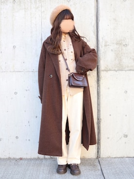 「Ambre Neige（アンブルネージュ）のアイテム（チェスターコート）」を使った、yuririn*さん（レディース・156cm）の冬コーディネート