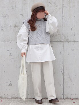 「消えそうな色コーデ」｜「アイテム（ハンチング/ベレー帽）」を使った、yuririn*さん（レディース・156cm）の冬コーディネート