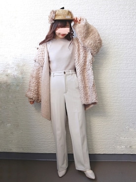 「消えそうな色コーデ」｜「アイテム（帽子）」を使った、yuririn*さん（レディース・156cm）の冬コーディネート
