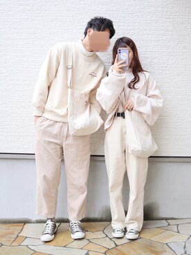 「消えそうな色コーデ」｜「アイテム（スウェット）」を使った、yuririn*さん（レディース・156cm）の冬コーディネート