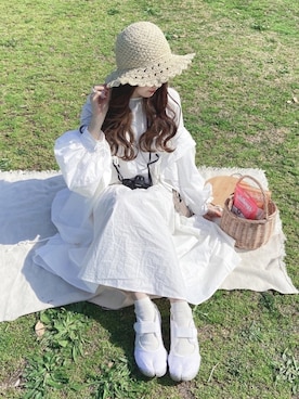 「ペーパーハット」｜「アイテム（ブルゾン）」を使った、yuririn*さん（レディース・156cm）の春コーディネート