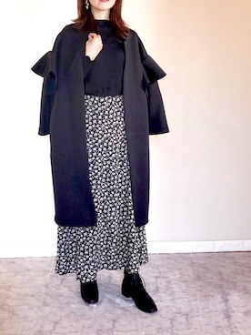 「tiptop」｜「アイテム（ノーカラーコート）」を使った、ＭAＲＩＮさん（レディース・165cm）の冬コーディネート