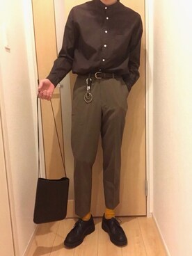 「ノーカラーシャツ」｜「アイテム（財布/小物）」を使った、kazukazuさん（メンズ・170cm）の春コーディネート