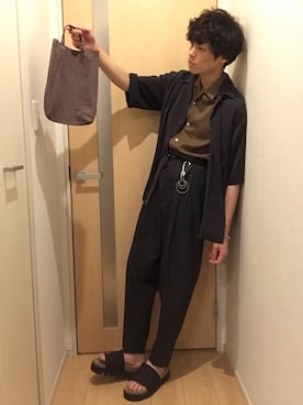 「シャツオンシャツ」｜「アイテム（バッグ）」を使った、kazukazuさん（メンズ・170cm）の夏コーディネート