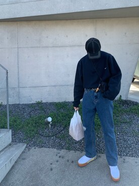 「NIKE（ナイキ）のアイテム（スウェット、ブラック系）」を使った、reiosawa20030403さん（メンズ・161cm）の冬コーディネート