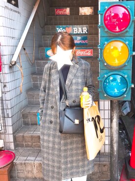 「ショッピング」｜「アイテム（チェスターコート）」を使った、Milkyさん（レディース・155cm）の秋コーディネート