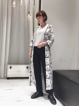 「ラップパンツ」｜「アイテム（ブルゾン）」を使った、mari .さん（レディース・166cm）の春コーディネート