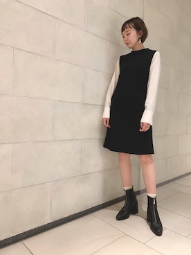 「ひざ丈ワンピース」｜mari .さん（レディース・166cm）の秋コーディネート