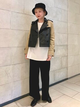 「トレンチ」｜「アイテム（ブルゾン）」を使った、mari .さん（レディース・166cm）の冬コーディネート