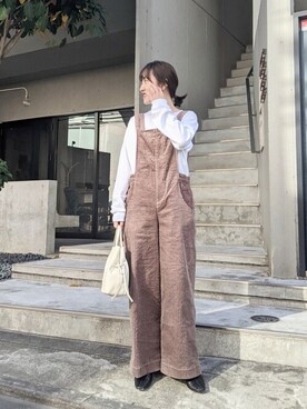 「Omekashi（オメカシ）のアイテム（オールインワン・サロペット）」を使った、IRIEさん（レディース・160cm）の冬コーディネート
