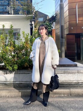 「Omekashi（オメカシ）のアイテム（その他アウター）」を使った、IRIEさん（レディース・160cm）の冬コーディネート
