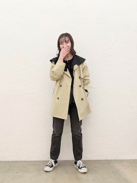 「テーパードデニム」｜「アイテム（トレンチコート）」を使った、IRIEさん（レディース・160cm）の冬コーディネート