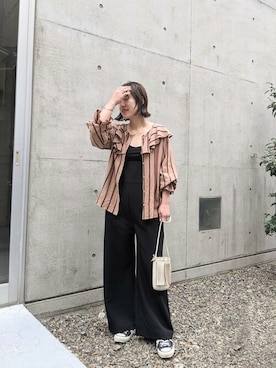 「Omekashi（オメカシ）のアイテム（オールインワン・サロペット）」を使った、IRIEさん（レディース・160cm）の春コーディネート