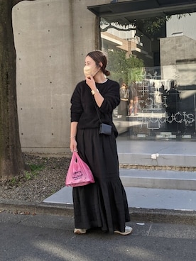 「ティアードスカート」｜「アイテム（財布/小物）」を使った、IRIEさん（レディース・160cm）の秋コーディネート