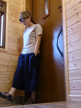 「GOHEMP（ゴーヘンプ）のアイテム（キャップ）」を使った、kaz_uさん（レディース・158cm）の夏コーディネート