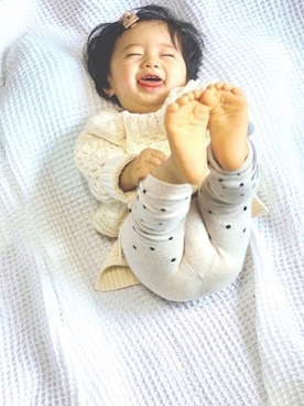 「ケーブルニット」｜「アイテム（福袋/福箱）」を使った、haruruさん（キッズ・60cm）の冬コーディネート